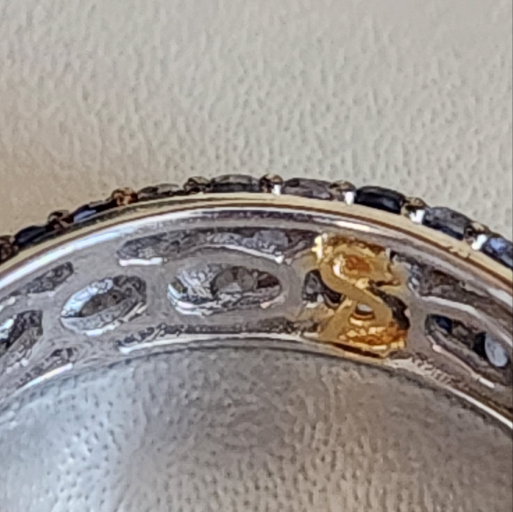 Suzy Levian Sterling Silver Sapphire & Diamond Accent Pave Band Ring - Picture 13 of 16